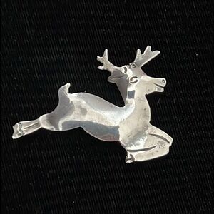 Taxco Mexico Sterling Silver Reindeer Brooch Cute Christmas Pin Vintage Mexican